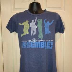 Anchorman Ron Burgundy Channel 4 News Team Assemble T-Shirt Blue Size Small